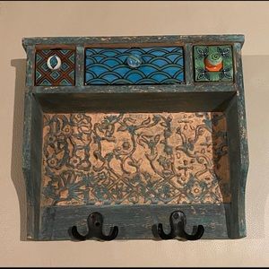 Boho wall hanging with jewelry organizers